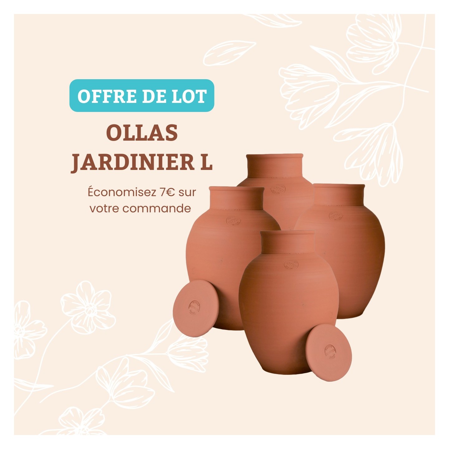 Set of 4 Gardener's Pots Size L (5L) - Eco-Friendly Self-Watering