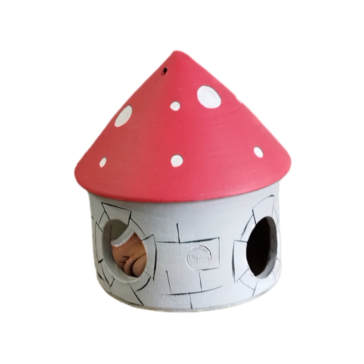 Mangeoire artisanale pour oiseaux en poterie