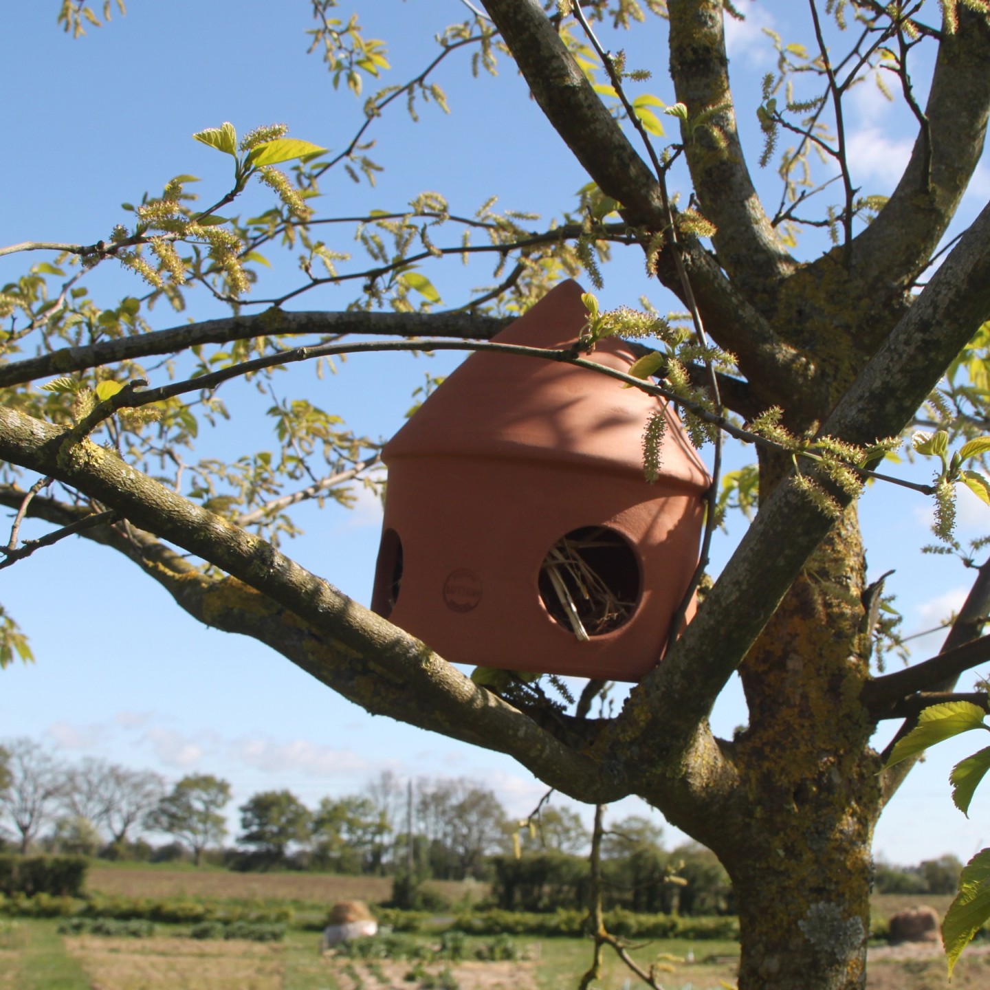 Mangeoire artisanale pour oiseaux en poterie