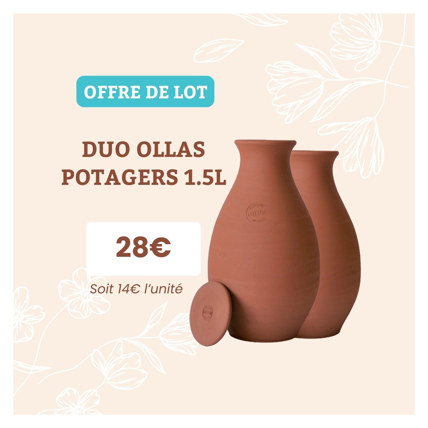Duo ollas potagers 1.5L Acheter - Ollas Lutton - Diffuseur d'eau