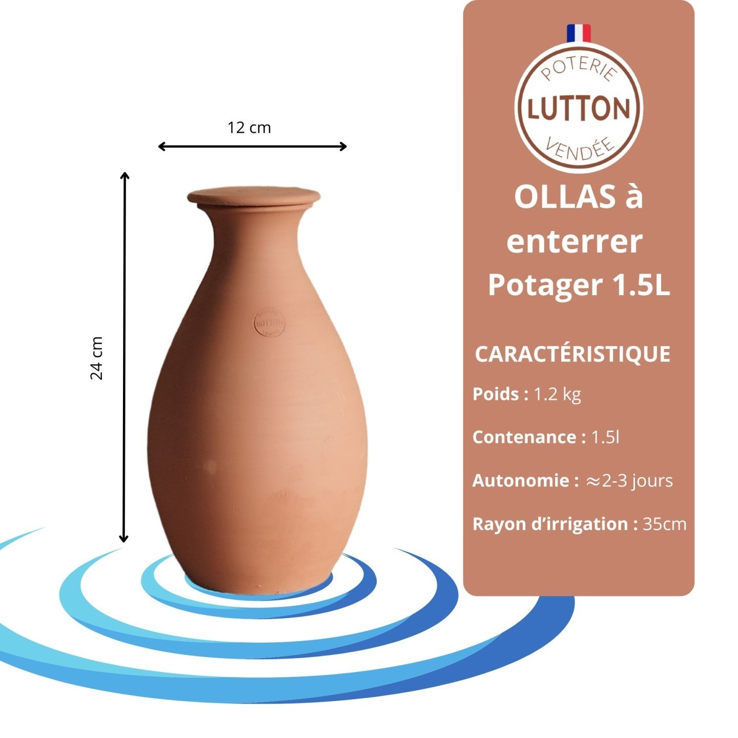Triple Ollas Potager 1,5 L à Enterrer – Cône à planter offert – Économisez jusqu’à 70 % d’eau