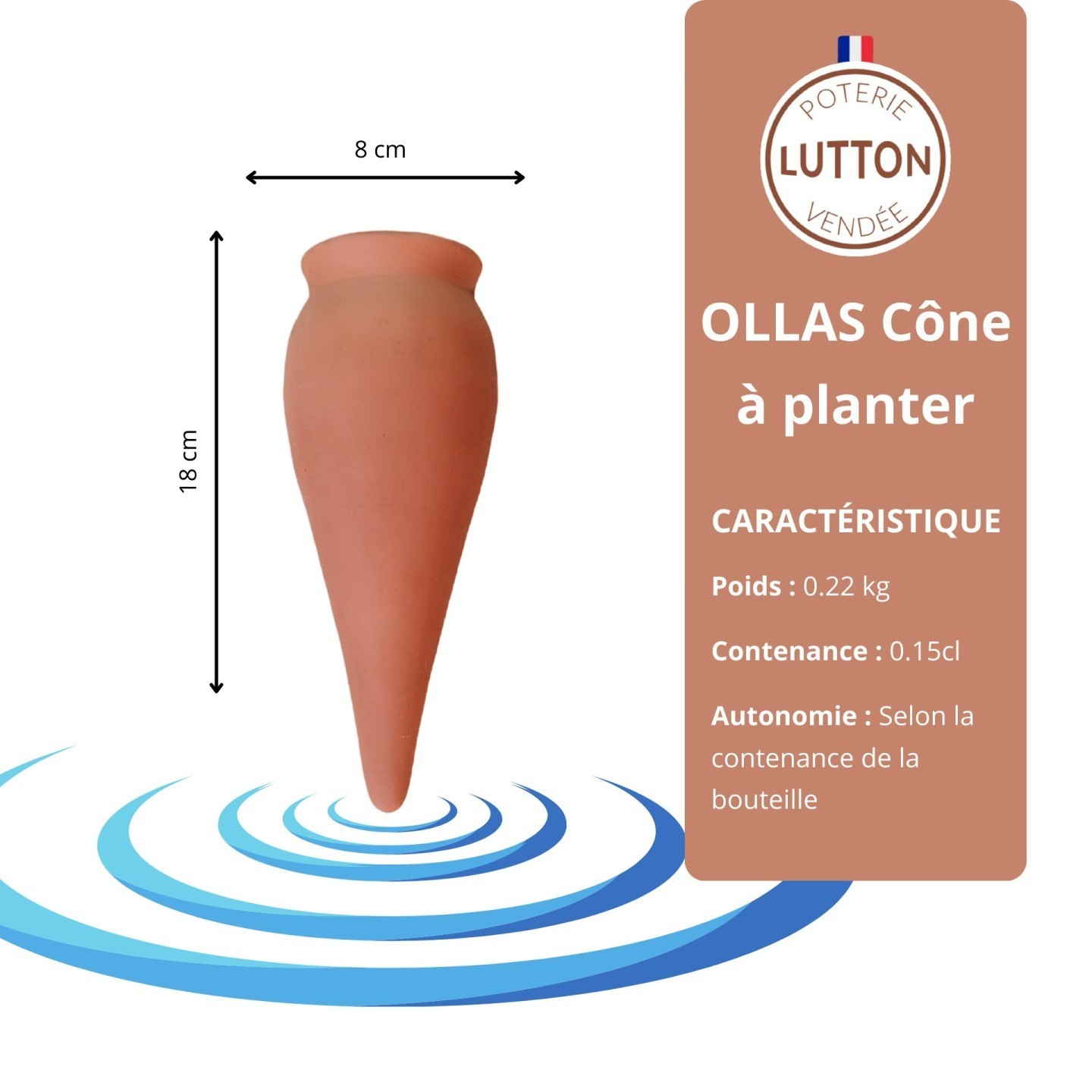 Triple Ollas Potager 1,5 L à Enterrer – Cône à planter offert – Économisez jusqu’à 70 % d’eau