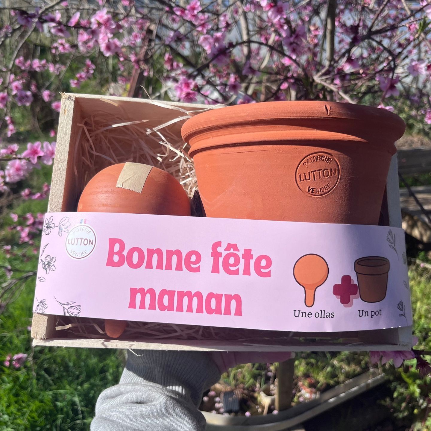 Coffret Fête des Mères Pot Terracotta + Mini Olla 25 cl – Cadeau jardinage