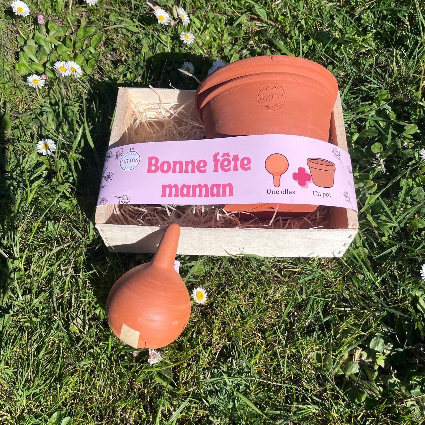 Coffret Fête des Mères Pot Terracotta + Mini Olla 25 cl – Cadeau jardinage