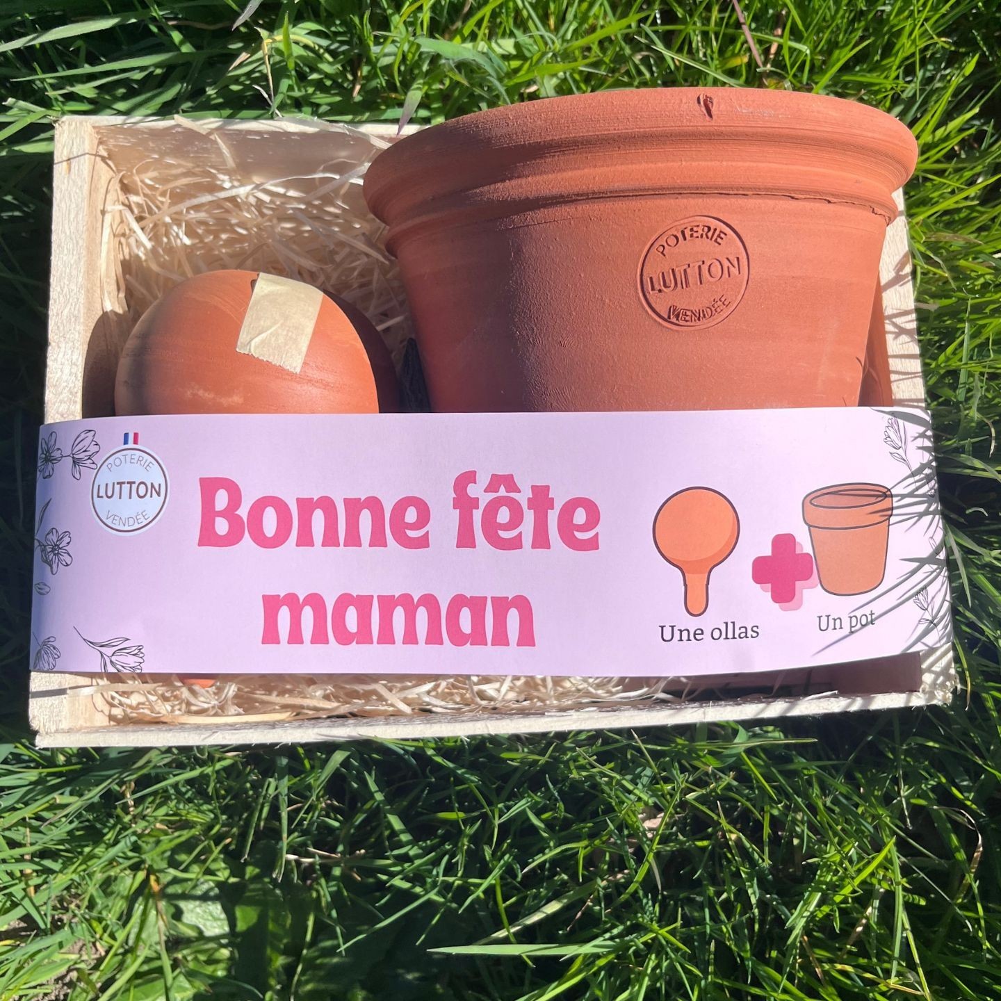 Coffret Fête des Mères Pot Terracotta + Mini Olla 25 cl – Cadeau jardinage