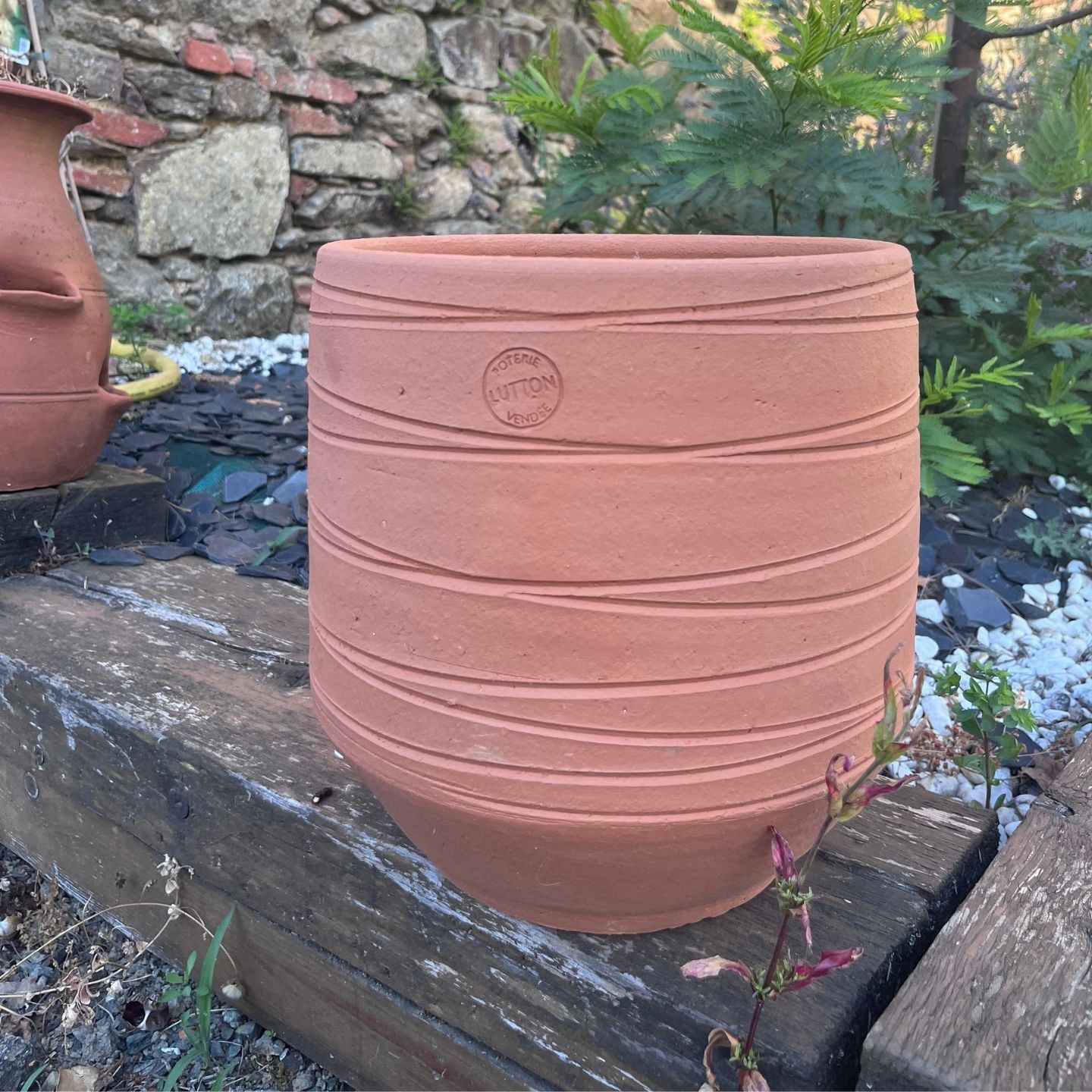 Pot Tradition à Rayures en Terre Cuite | Fabrication Française | Poterie Lutton